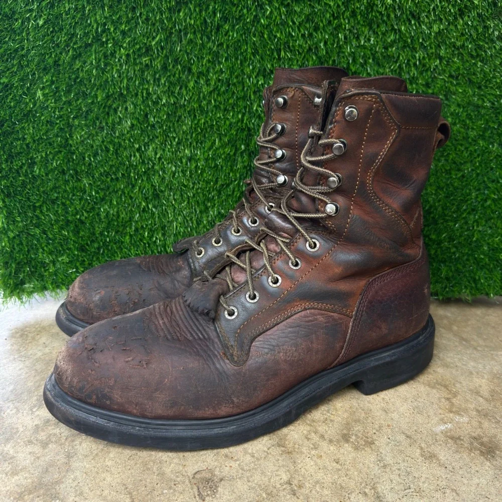 Red Wing Shoes 2202 Work Combat Boots Mens 12 Brown Leather Slip Resistant